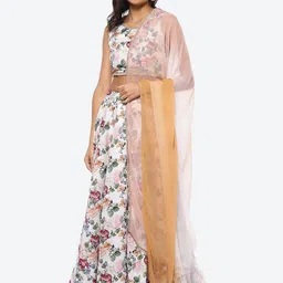 Biba Plus Size Printed Ready to Wear Lehenga Choli With Dupatta-image-3
