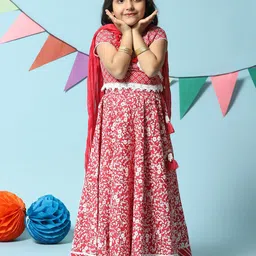 Biba Girls Printed Ready to Wear Lehenga Blouse With Dupatta-picture-22