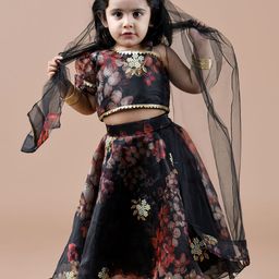 BAESD Girls Printed Organza Ready to Wear Lehenga & Blouse With Dupatta-image-38