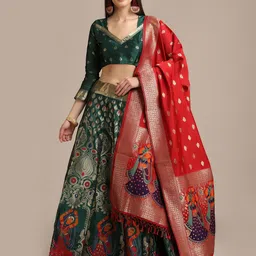 KALINI Woven Design Semi-Stitched Lehenga & Unstitched Blouse With Dupatta-picture-13