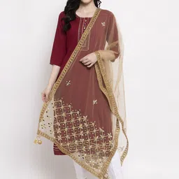 Clora Creation Embroidered Dupatta with Mirror Work-42