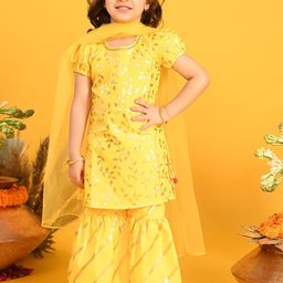 SAKA DESIGNS Girls Floral Printed Regular Kurta with Sharara & With Dupatta-picture-25