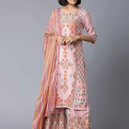 W Women Paisley Printed Panelled Kurta with Sharara & With Dupatta-35