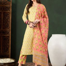 KALINI Floral Printed Straight Kurta with Trousers & Dupatta-picture-54