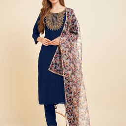 Twika Ethnic Motifs Embroidered Kurta With Trousers & Dupatta-image-51