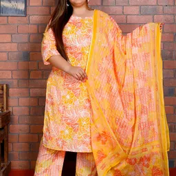 Swasti Women Floral Printed Regular Sequinned Pure Cotton Kurta with Trousers & With Dupatta-5