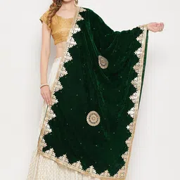 Clora Creation Embroidered Velvet Dupatta with Gotta Patti-image-92
