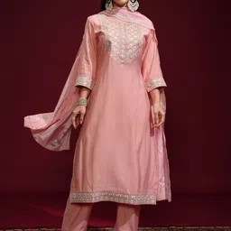 Vishudh Women Embroidered Regular Kurta with Palazzos & With Dupatta-50