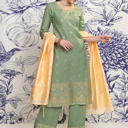 Vishudh Ethnic Motifs Woven Design Straight Kurta & Palazzos With Dupatta-42