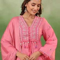 AUTUMN LANE Printed Regular Kurta With Trousers & Dupatta image 2