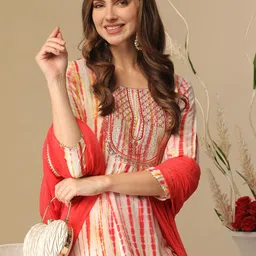 gosriki KALINI Dyed Regular Thread Work Kurta ,Trousers &  Dupatta image 2