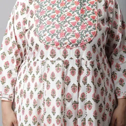 Rajnandini Plus Size Floral Printed Pure Cotton A-line Kurta With Trousers & Dupatta image 5