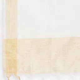 Clora Creation Cream-Coloured & Gold-Toned Striped Dupatta image 3