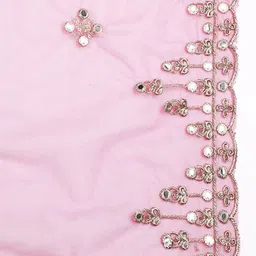 Dupatta Bazaar Fuchsia Pink & Gold-Toned Embroidered Zardosi Dupatta image 2