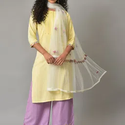 W Ethnic Motifs Embroidered Dupatta With Thread Work image 3