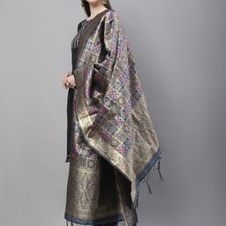 LOOM LEGACY Woven Design Brocade Dupatta with Zari image 4