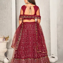 Warthy Ent Embroidered Thread Work Semi-Stitched Lehenga & Unstitched Blouse With Dupatta image 4