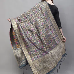 LOOM LEGACY Woven Design Brocade Dupatta with Zari image 3