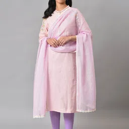 W Checked Dupatta With Taping Border image 3
