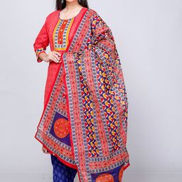 Jevi Prints Ethnic Motifs Printed Regular Pure Cotton Kurta with Patiala & Dupatta image 4