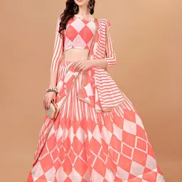 PMD Fashion Printed Semi-Stitched Lehenga & Unstitched Blouse With Dupatta image 3