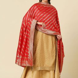 Dupatta Bazaar Woven Design Silk Dupatta With Zari image 4