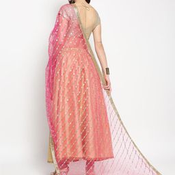 Dupatta Bazaar Fuchsia & Gold-Toned Ethnic Motifs Embroidered Dupatta with Zardozi image 5