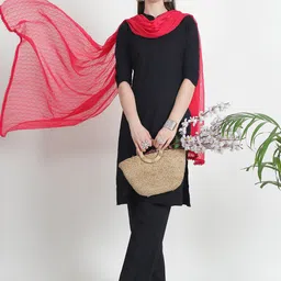 LOOM LEGACY Ethnic Motifs Embroidered Dupatta with Thread Work image 5