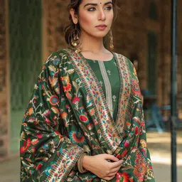 AHIKA Ethnic Motif Woven Designed Regular Kurta With Trousers & Dupatta-image-84
