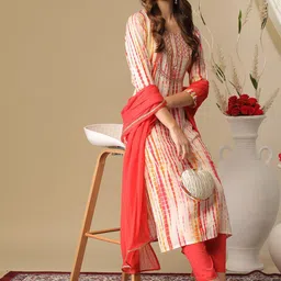 gosriki KALINI Dyed Regular Thread Work Kurta ,Trousers &  Dupatta image 3