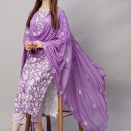 KALINI Women Ethnic Motifs Printed Regular Kurta with Trousers & Dupatta-7