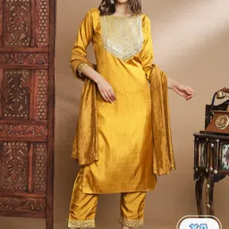 PPTOSS Floral Embroidered Thread Work Kurta With Trousers & Dupatta-picture-16