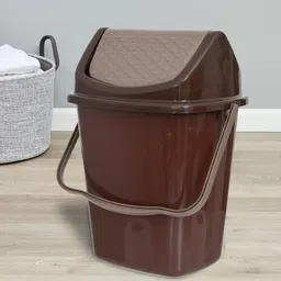 Kuber Industries Set Of 2 Green & Brown Solid Dustbin-22