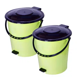 Kuber Industries Set Of 2 Green & Black Solid Dustbin image 5