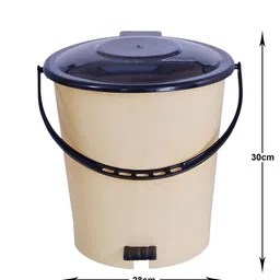 Kuber Industries Set Of 2 Cream & Brown Solid Dustbin image 2