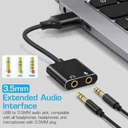GR Deals USB Sound Card USB to 3.5mm Jack Audio Adapter USB External Stereo Sound Adapter Splitter Converter for Windows and Mac, Linux, Laptop, PC, Compatible with Headset, Plug & Play image 4