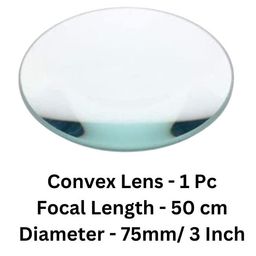 erh india 1 Pc Convex Lens Diameter-75 mm Focal Length 50 cm for Auto-Focus Cameras, Projectors, DIY Science Experiments etc. image 2
