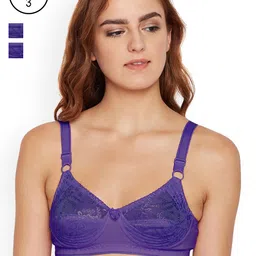 Bodycare Pack of 3 Purple Self Design Non-Wired Non Padded Everyday Bra E5583DPU-3-image-51