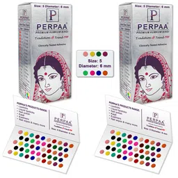 PERPAA Set Of 2 Velvet Sticker Kumkum Bindi Box - 15 Flaps Each-46
