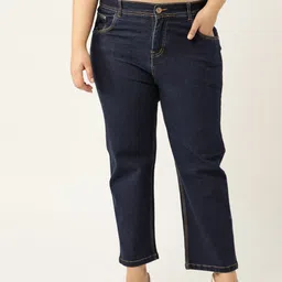 PARIS HAMILTON Plus Size Women Blue Boyfriend Fit High-Rise Stretchable Jeans-picture-40