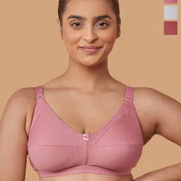 MAASHIE Women Pack of 3 Full Coverage Non-Padded Non-Wired Everyday Minimizer Bra-picture-4