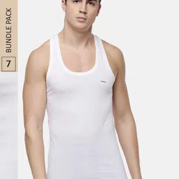 Dollar Men Pack Of 7 White Solid Lehar Innerwear Vests MLHVE-01-PO7-image-66