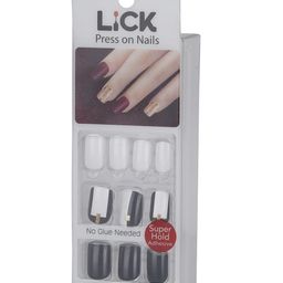 LICK 12 Pcs Black & White Artificial Acrylic Stick On Nails Extension With Application Kit image 5