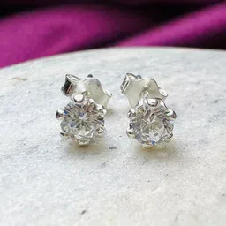 Arte Jewels 92.5 Sterling Silver Cubic Zirconia Floral Stud Earrings-image-5