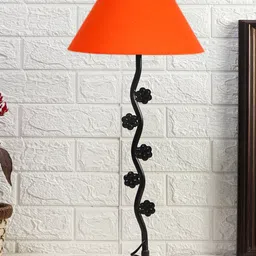 Devansh Orange & Black Textured Cotton Zig Zag Table Lamp With Iron Base-39