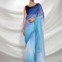Mitera Ombre Dyed Organza Saree-image-17