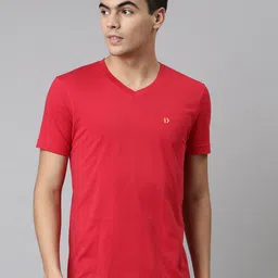DIXCY SCOTT Solid V-Neck Regular Fit Short Sleeves Cotton T-Shirt-image-51