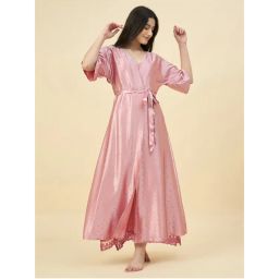 The Kaftan Company Blush Pink Satin Elegance Nightdress with Cover-Up (Set of 2)-picture-39