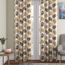 Cortina Beige & Brown 2 Pieces Floral Printed Door Curtain-image-93