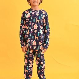 Anthrilo Boys Christmas Printed Round Neck Long Sleeves Cotton T-shirt &  Pyjamas-image-32
